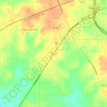 Topografisk kart Eylau, høyde, relieff