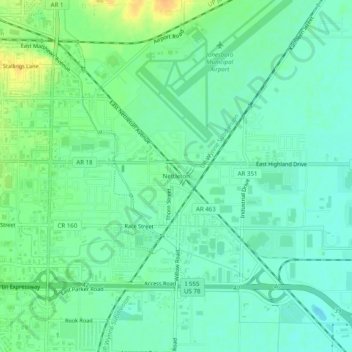 Topografisk kart Nettleton, høyde, relieff