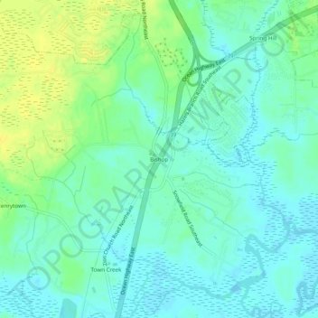 Topografisk kart Bishop, høyde, relieff