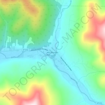 Topografisk kart West Arlington, høyde, relieff