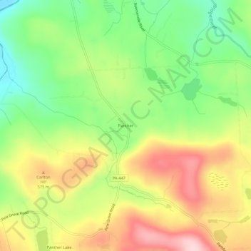 Topografisk kart Panther, høyde, relieff