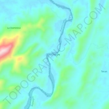 Topografisk kart Rio Negro, høyde, relieff