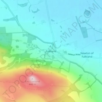 Topografisk kart Falkland, høyde, relieff
