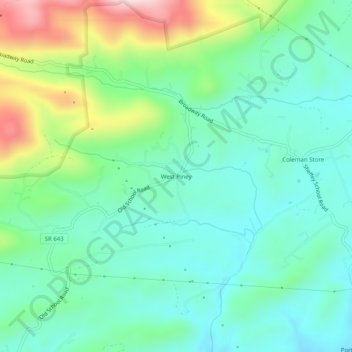 Topografisk kart West Piney, høyde, relieff