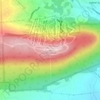 Topografisk kart Camelback Mountain, høyde, relieff