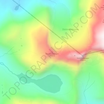 Topografisk kart Slettmarkkampen, høyde, relieff