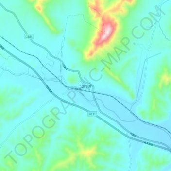 Topografisk kart Bianmen, høyde, relieff
