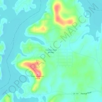 Topografisk kart Country Club Estates, høyde, relieff