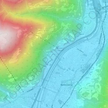 Topografisk kart Carasso, høyde, relieff