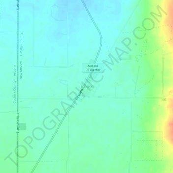 Topografisk kart Rodeo, høyde, relieff