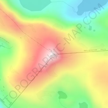 Topografisk kart Karitinden, høyde, relieff
