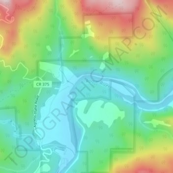 Topografisk kart Big Bend, høyde, relieff