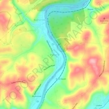 Topografisk kart Industry, høyde, relieff