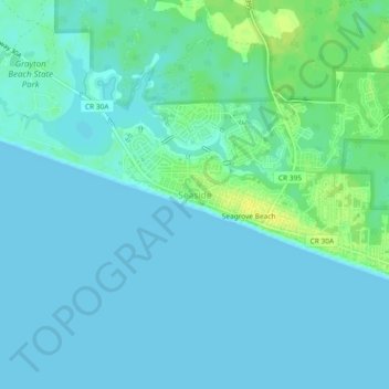 Topografisk kart Seaside, høyde, relieff