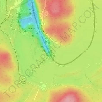 Topografisk kart Iguazú Falls, høyde, relieff
