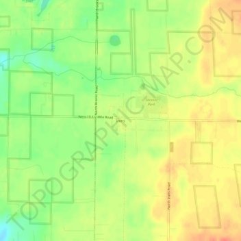 Topografisk kart Irons, høyde, relieff