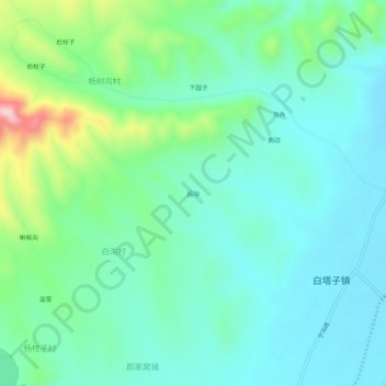 Topografisk kart 后沟, høyde, relieff