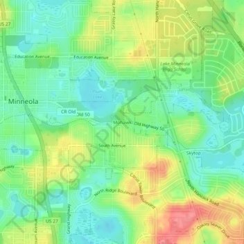 Topografisk kart Mohawk, høyde, relieff