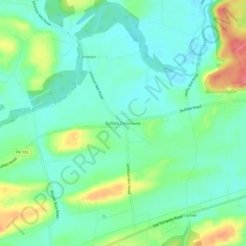 Topografisk kart Buffalo Crossroads, høyde, relieff