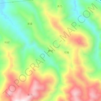 Topografisk kart Bangna, høyde, relieff