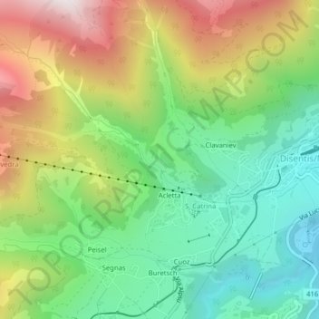 Topografisk kart En Davos, høyde, relieff