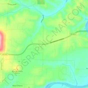 Topografisk kart Sonora, høyde, relieff