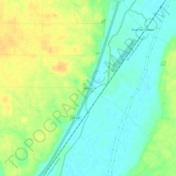 Topografisk kart Mahon, høyde, relieff