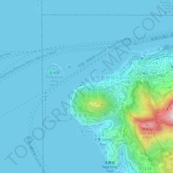 Topografisk kart Kung Man Village, høyde, relieff