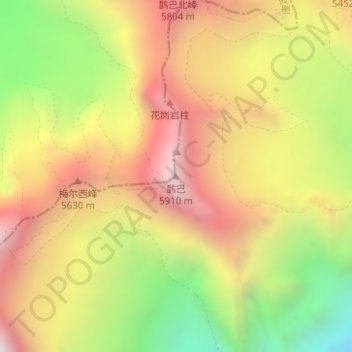 Topografisk kart 鹊巴, høyde, relieff