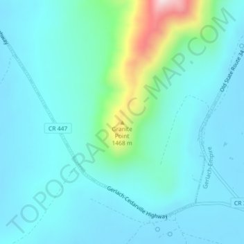 Topografisk kart Granite Point, høyde, relieff