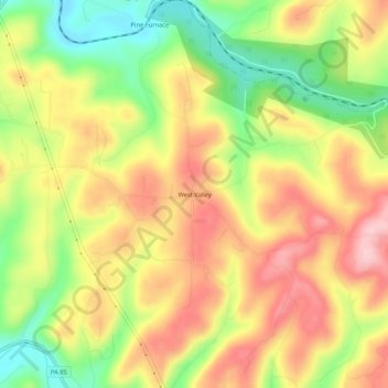 Topografisk kart West Valley, høyde, relieff