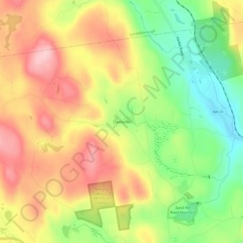 Topografisk kart Davisville, høyde, relieff