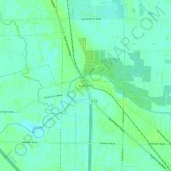 Topografisk kart Kawkawlin, høyde, relieff