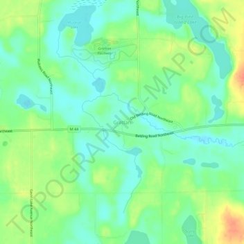Topografisk kart Grattan, høyde, relieff