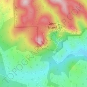 Topografisk kart Lions Head, høyde, relieff