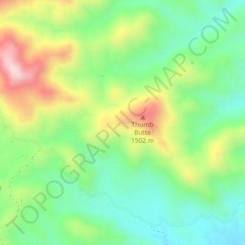 Topografisk kart Thumb Butte, høyde, relieff