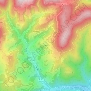 Topografisk kart Kalblin, høyde, relieff