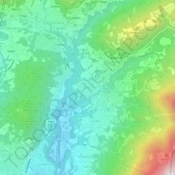 Topografisk kart Dino, høyde, relieff