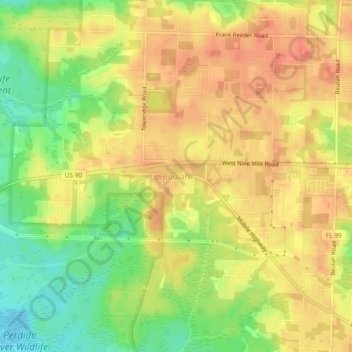 Topografisk kart Beulah, høyde, relieff
