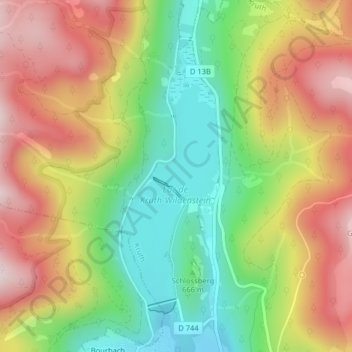 Topografisk kart Lac de Kruth, høyde, relieff