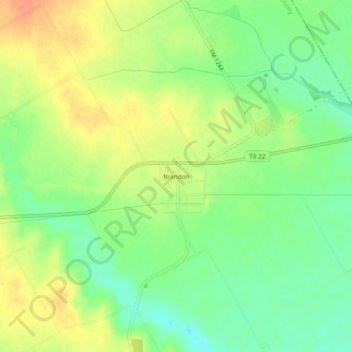 Topografisk kart Brandon, høyde, relieff