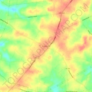 Topografisk kart Russellville, høyde, relieff