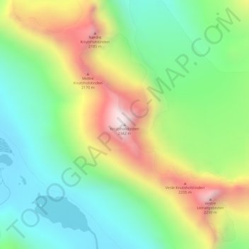 Topografisk kart Knutsholstinden, høyde, relieff