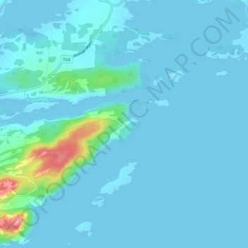 Topografisk kart Hestvika, høyde, relieff
