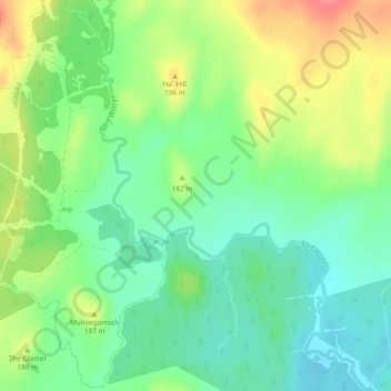Topografisk kart Belgaverie, høyde, relieff