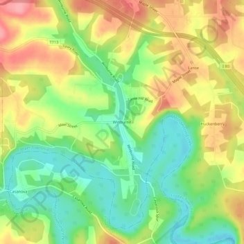 Topografisk kart Winburne, høyde, relieff