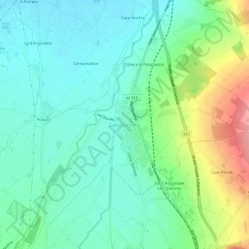 Topografisk kart San Giacomo, høyde, relieff