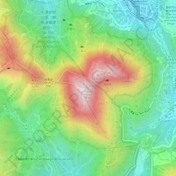 Topografisk kart Mount Parker, høyde, relieff