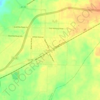 Topografisk kart Bearden, høyde, relieff