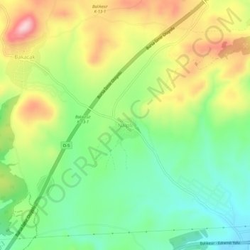 Topografisk kart Naipli, høyde, relieff